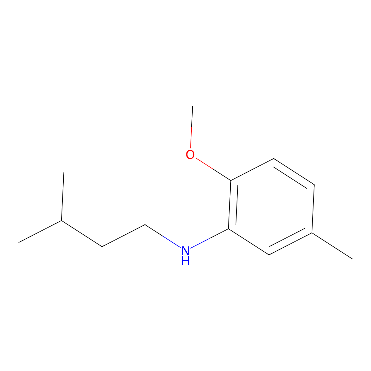 2-methoxy-5-methyl-N-(3-methylbutyl)aniline molecular structure, CAS 1019509-06-8