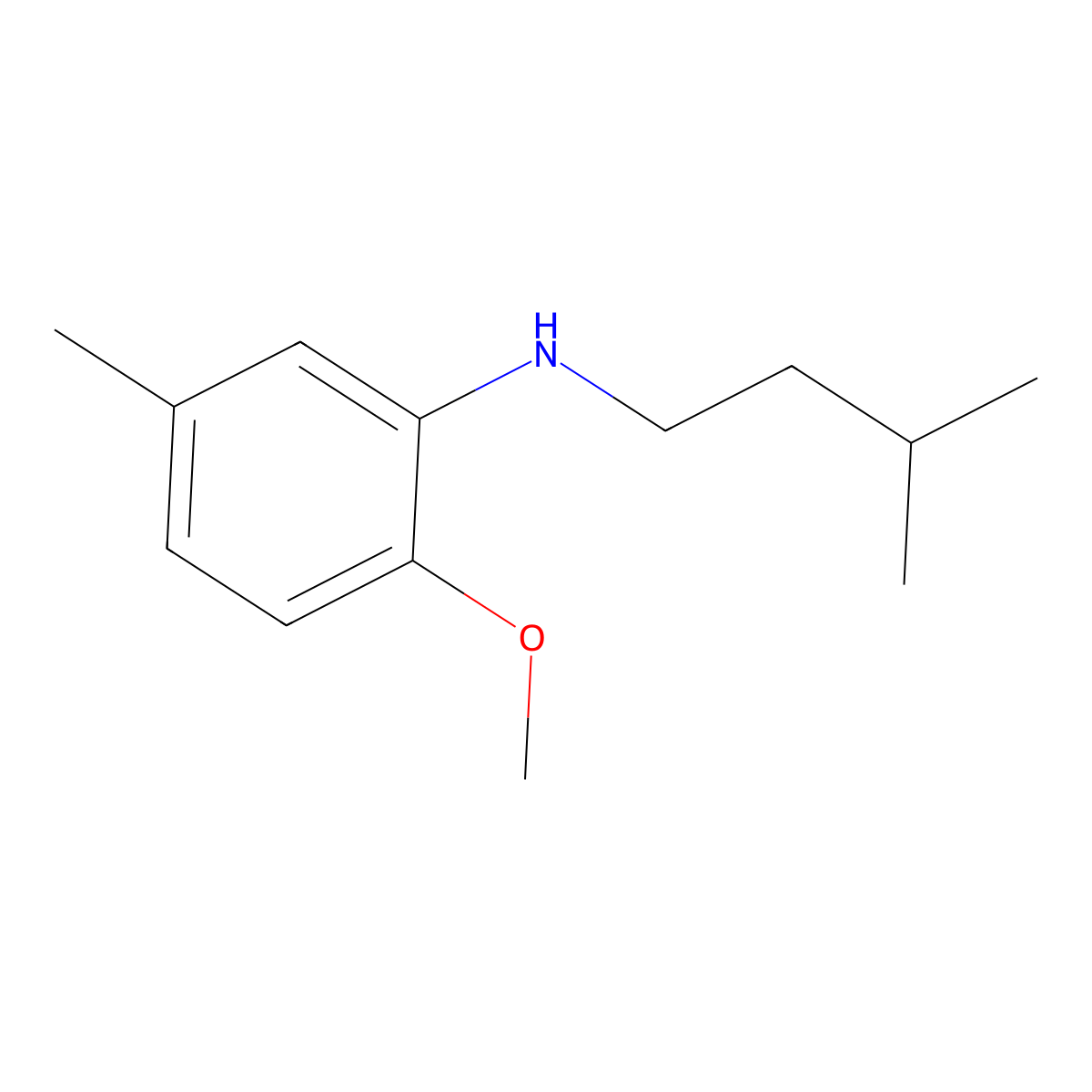 2-methoxy-5-methyl-N-(3-methylbutyl)aniline molecular structure, CAS 1019509-06-8