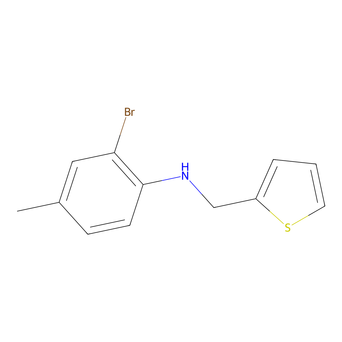 2-bromo-4-methyl-N-(thiophen-2-ylmethyl)aniline molecular structure, CAS 1019512-14-1