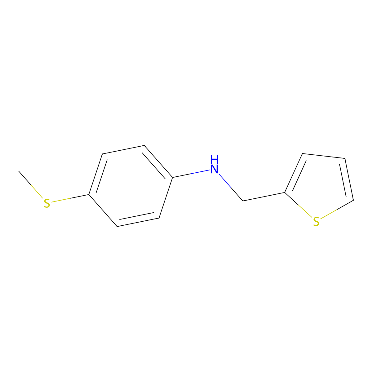 4-(methylsulfanyl)-N-[(thiophen-2-yl)methyl]aniline molecular structure, CAS 1019512-39-0