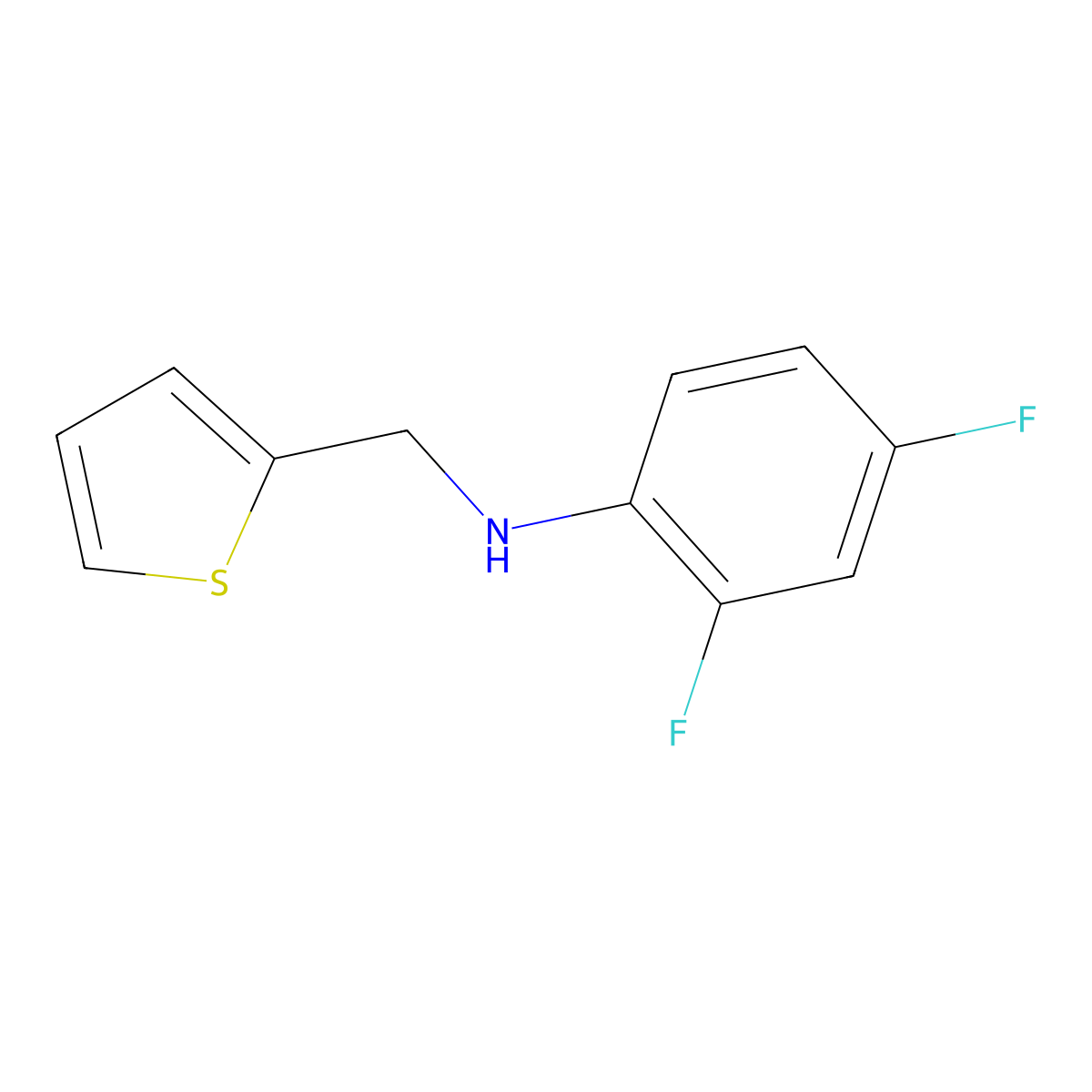 2,4-difluoro-N-((thiophen-2-yl)methyl)aniline molecular structure, CAS 1019513-80-4