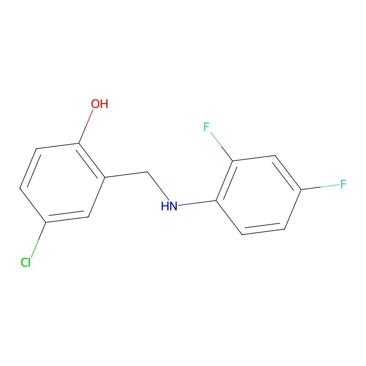 4-Chloro-2-(((2,4-difluorophenyl)amino)methyl)phenol molecular structure, CAS 1019514-06-7
