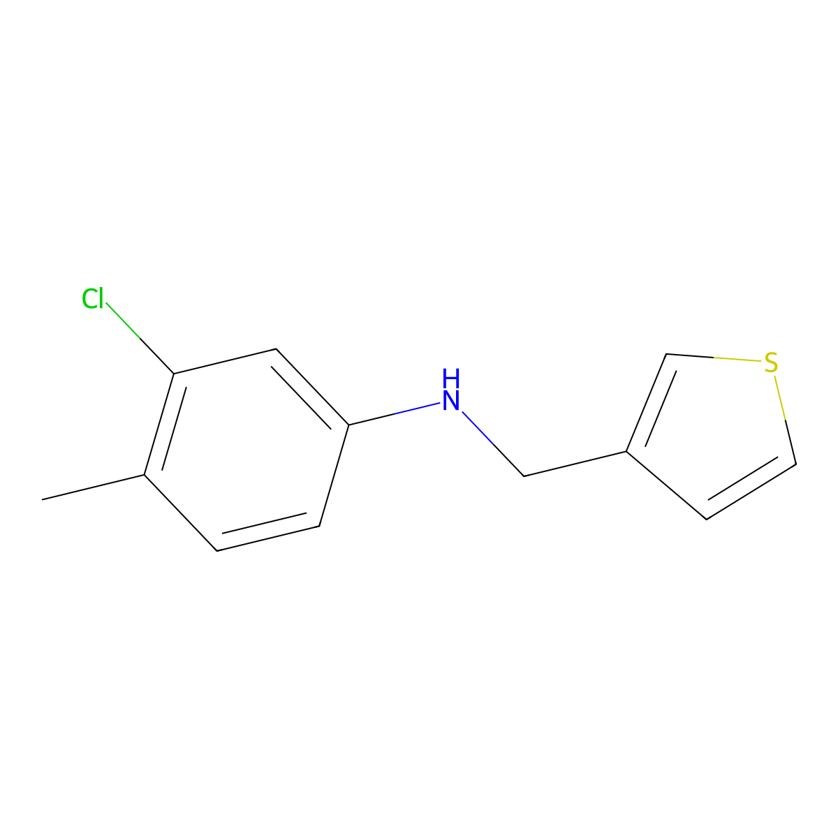3-chloro-4-methyl-N-[(thiophen-3-yl)methyl]aniline molecular structure, CAS 1019516-38-1