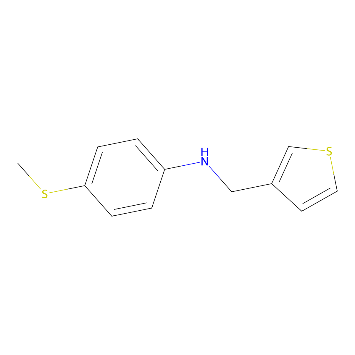 4-(methylsulfanyl)-N-[(thiophen-3-yl)methyl]aniline molecular structure, CAS 1019516-79-0