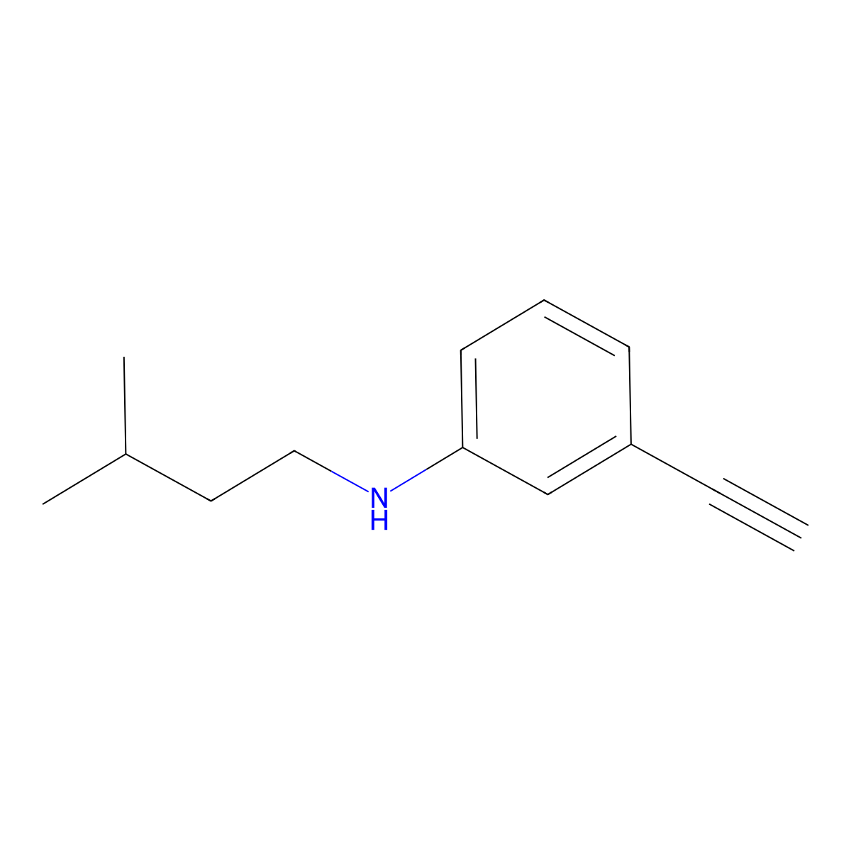 3-ethynyl-N-(3-methylbutyl)aniline molecular structure, CAS 1019517-32-8