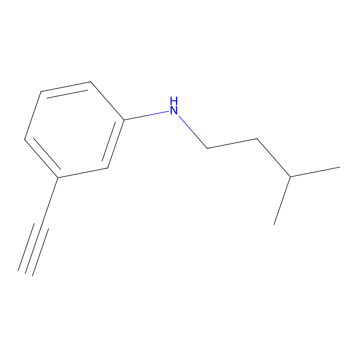 3-ethynyl-N-(3-methylbutyl)aniline molecular structure, CAS 1019517-32-8