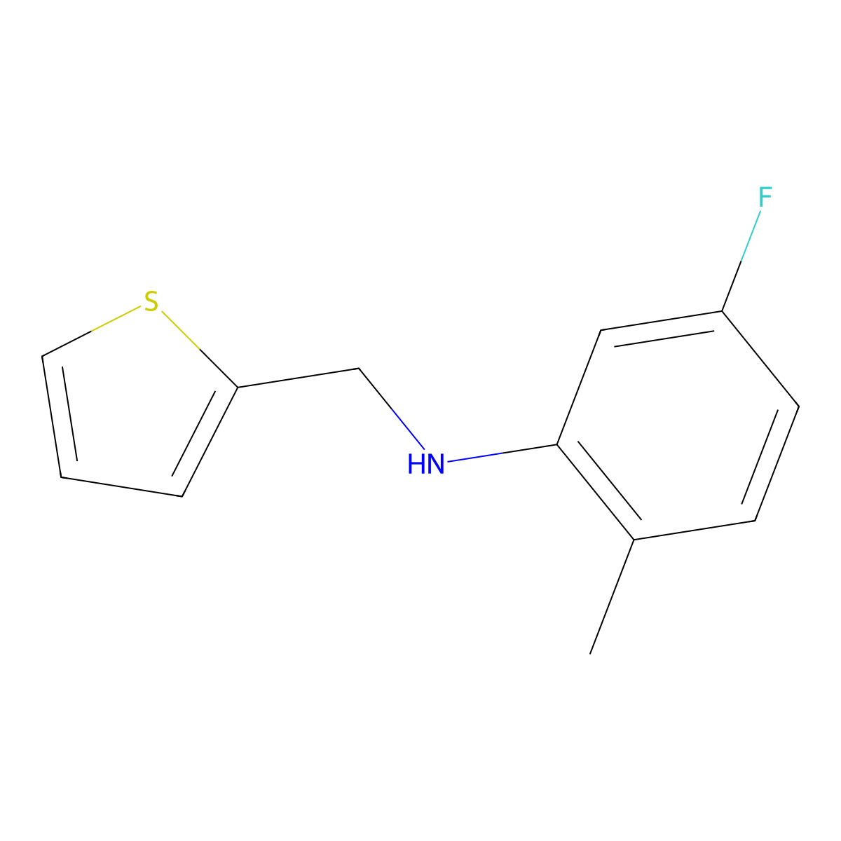 5-fluoro-2-methyl-N-(thiophen-2-ylmethyl)aniline molecular structure, CAS 1019518-94-5