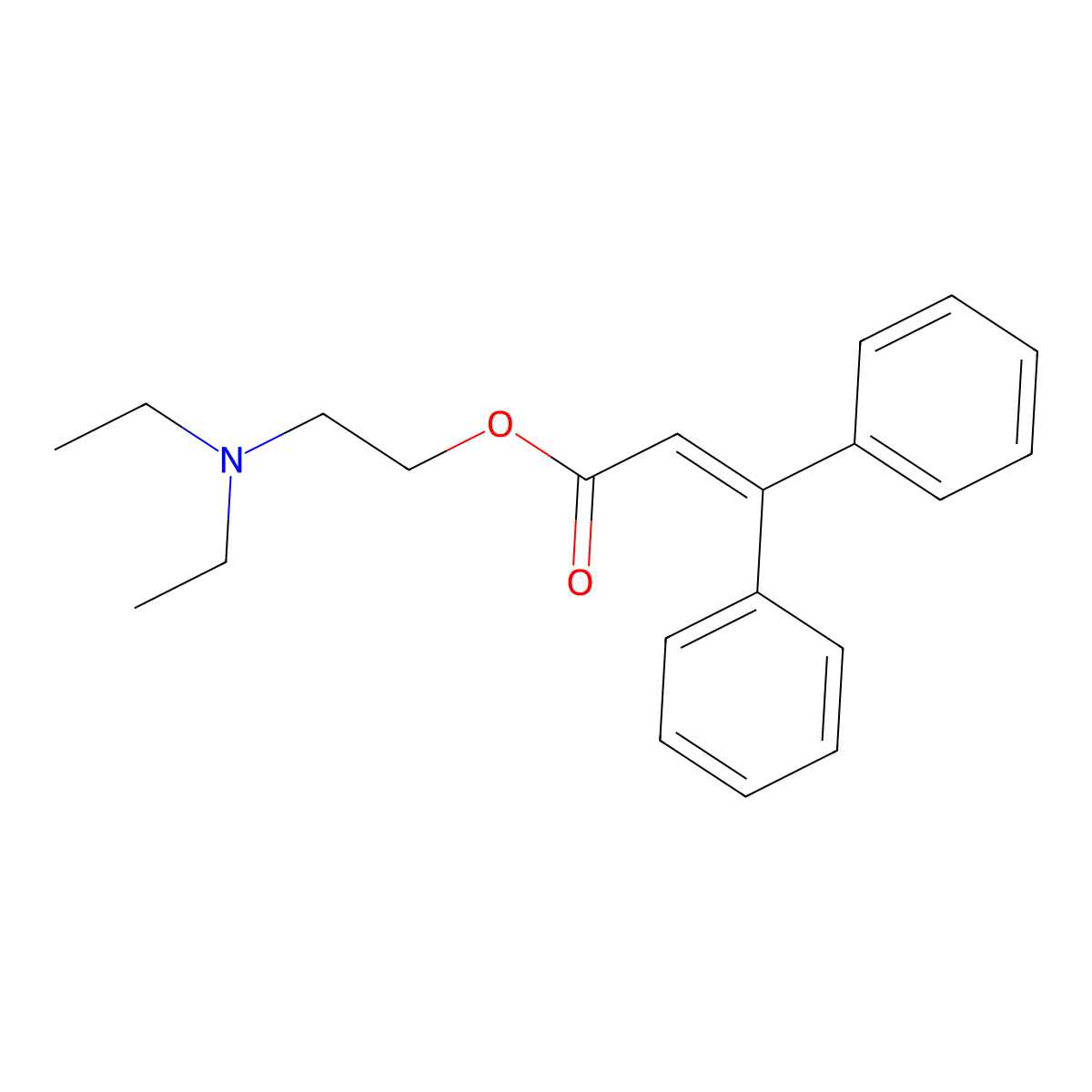 Acrylic acid, 3,3-diphenyl-, 2-diethylaminoethyl ester molecular structure, CAS 101952-46-9