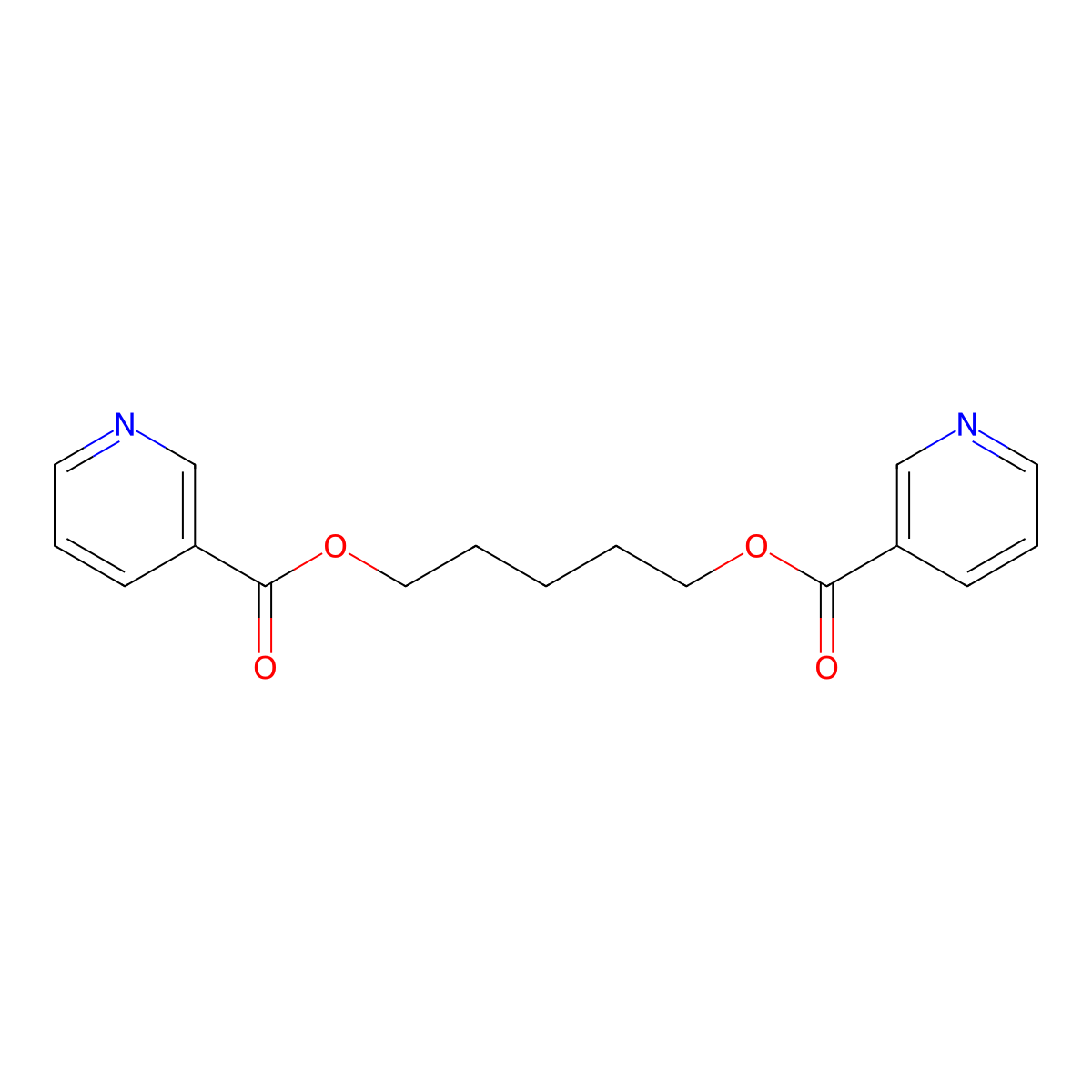 Nicotinic acid, pentamethylene ester molecular structure, CAS 101952-68-5