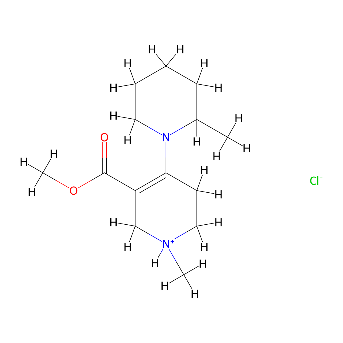 Nicotinic acid, 1,2,5,6-tetrahydro-1-methyl-4-(2-methylpiperidino)-, methyl ester, hydrochloride, hydrate molecular structure, CAS 101952-75-4