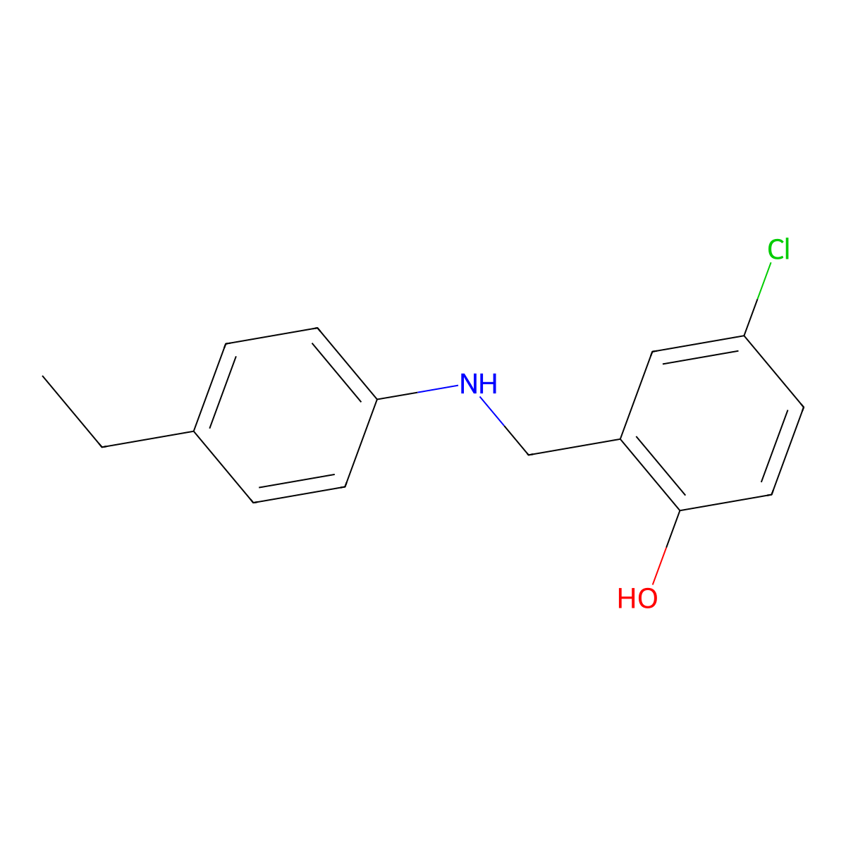 4-Chloro-2-(((4-ethylphenyl)amino)methyl)phenol molecular structure, CAS 1019520-50-3