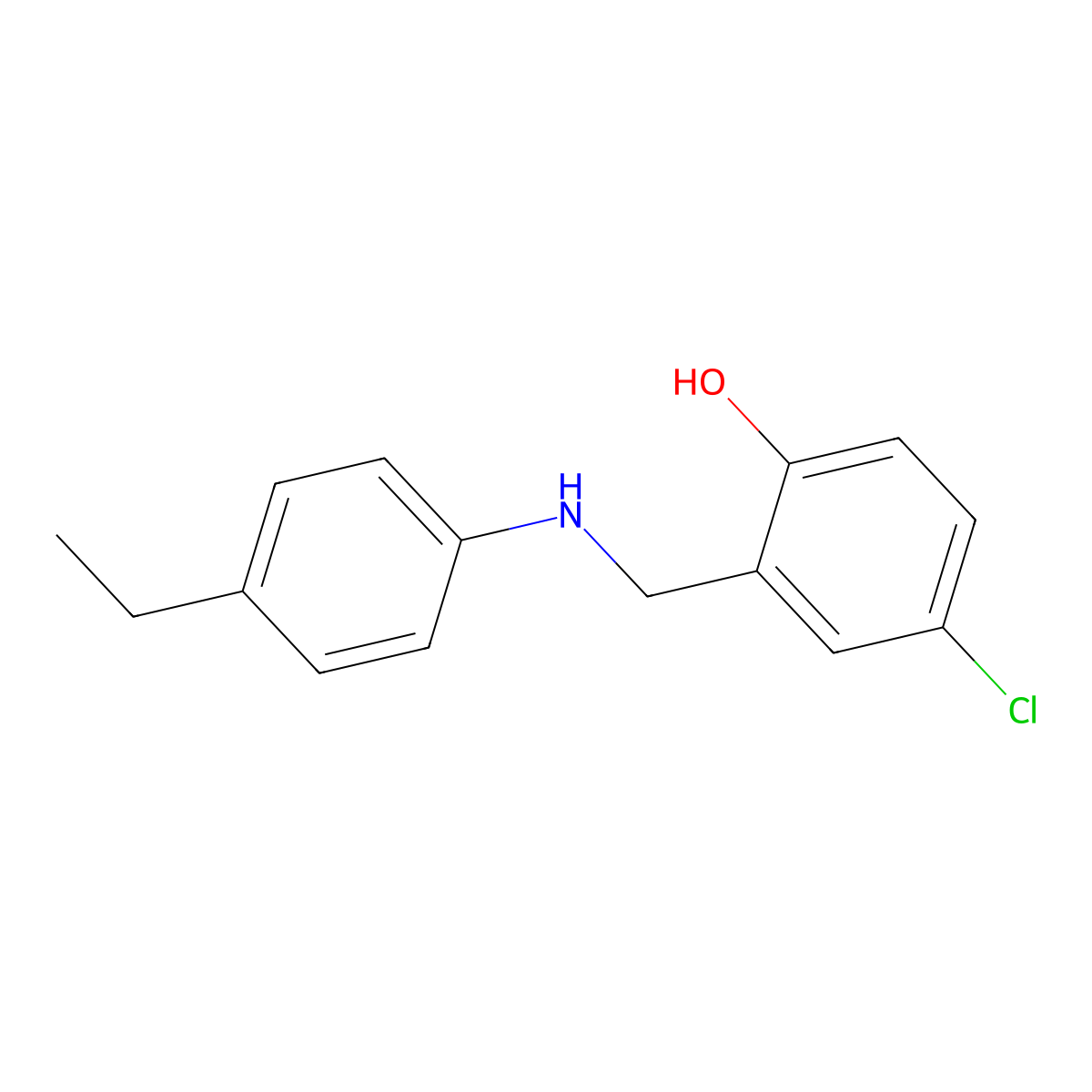4-Chloro-2-(((4-ethylphenyl)amino)methyl)phenol molecular structure, CAS 1019520-50-3