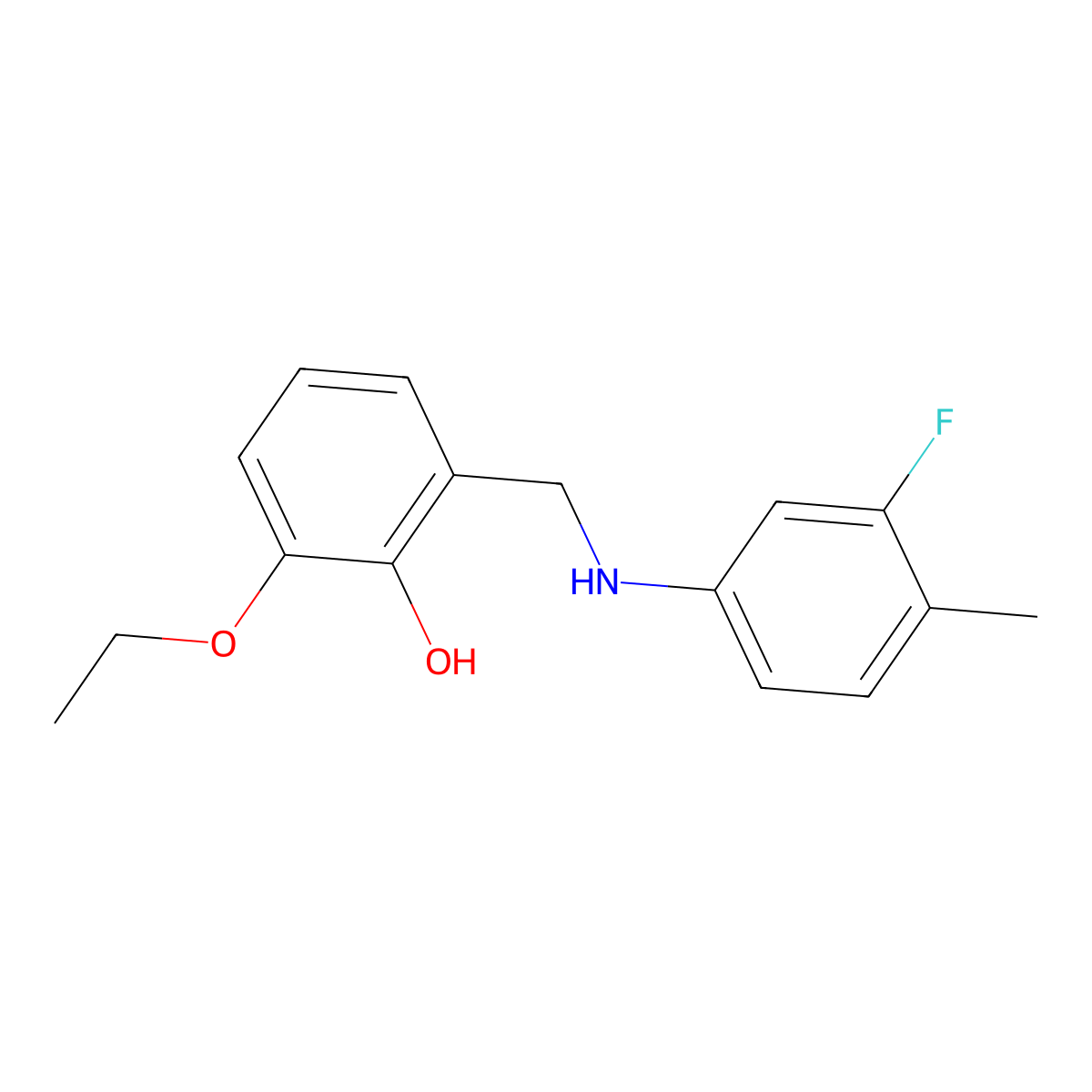 2-Ethoxy-6-(((3-fluoro-4-methylphenyl)amino)methyl)phenol molecular structure, CAS 1019521-13-1
