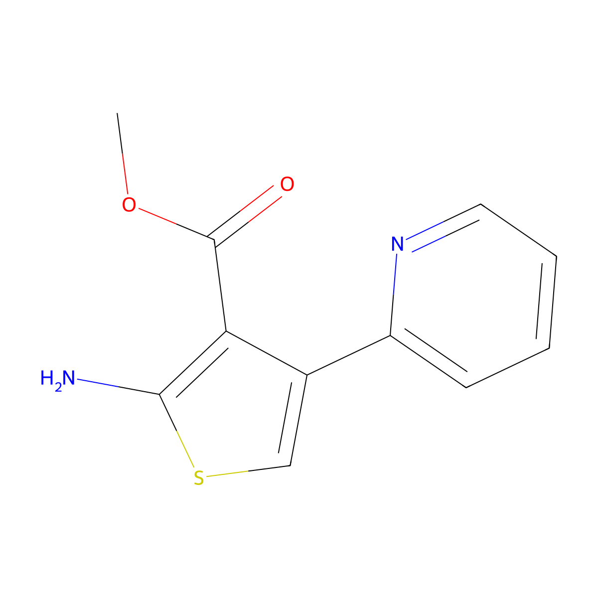 Methyl 2-amino-4-(pyridin-2-yl)thiophene-3-carboxylate molecular structure, CAS 1019521-30-2