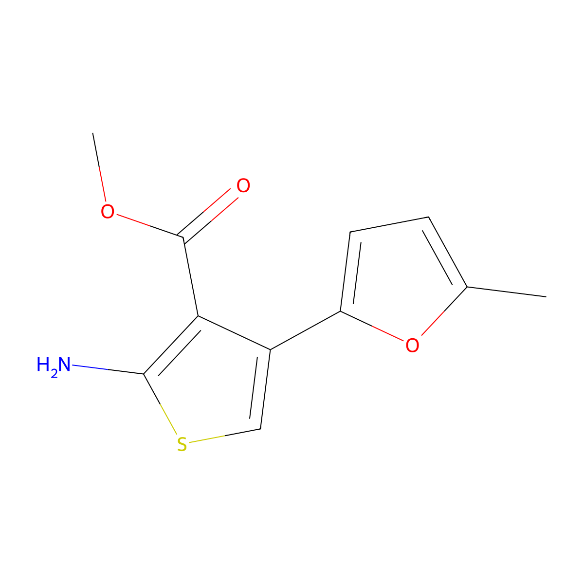 Methyl 2-amino-4-(5-methylfuran-2-yl)thiophene-3-carboxylate molecular structure, CAS 1019521-41-5