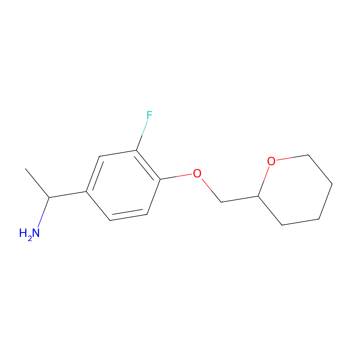 1-[3-Fluoro-4-(oxan-2-ylmethoxy)phenyl]ethan-1-amine molecular structure, CAS 1019525-34-8