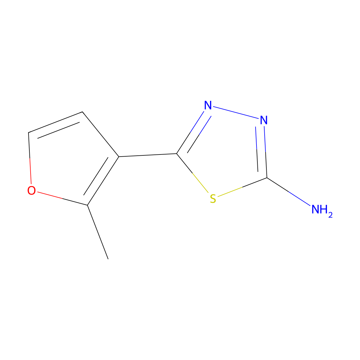 2-Amino-5-(2-methyl-3-furyl)-1,3,4-thiadiazole molecular structure, CAS 1019527-93-5