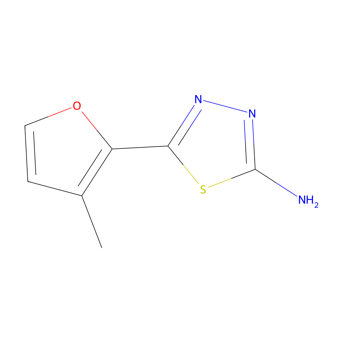 5-(3-Methylfuran-2-yl)-1,3,4-thiadiazol-2-amine molecular structure, CAS 1019527-96-8