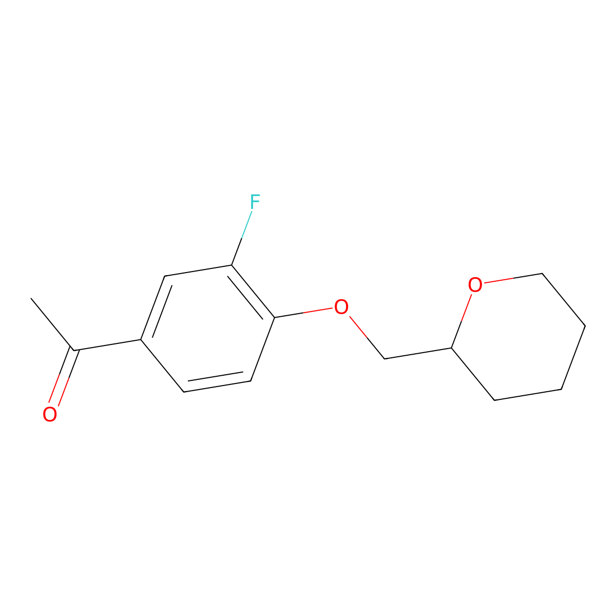1-[3-Fluoro-4-(oxan-2-ylmethoxy)phenyl]ethan-1-one molecular structure, CAS 1019529-17-9