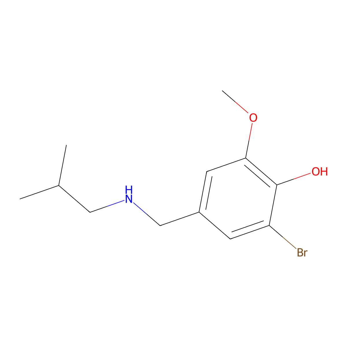 2-Bromo-6-methoxy-4-{[(2-methylpropyl)amino]methyl}phenol molecular structure, CAS 1019531-13-5