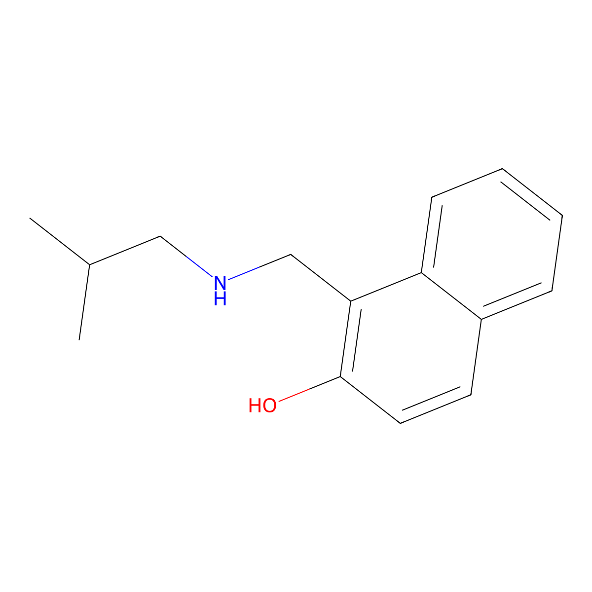 1-{[(2-Methylpropyl)amino]methyl}naphthalen-2-ol molecular structure, CAS 1019531-31-7