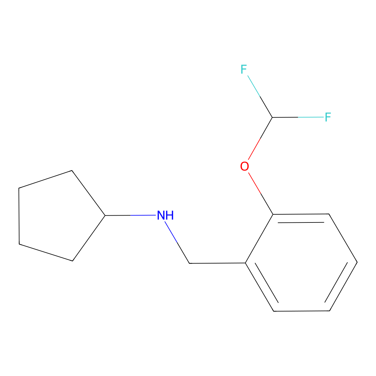 N-{[2-(Difluoromethoxy)phenyl]methyl}cyclopentanamine molecular structure, CAS 1019532-83-2