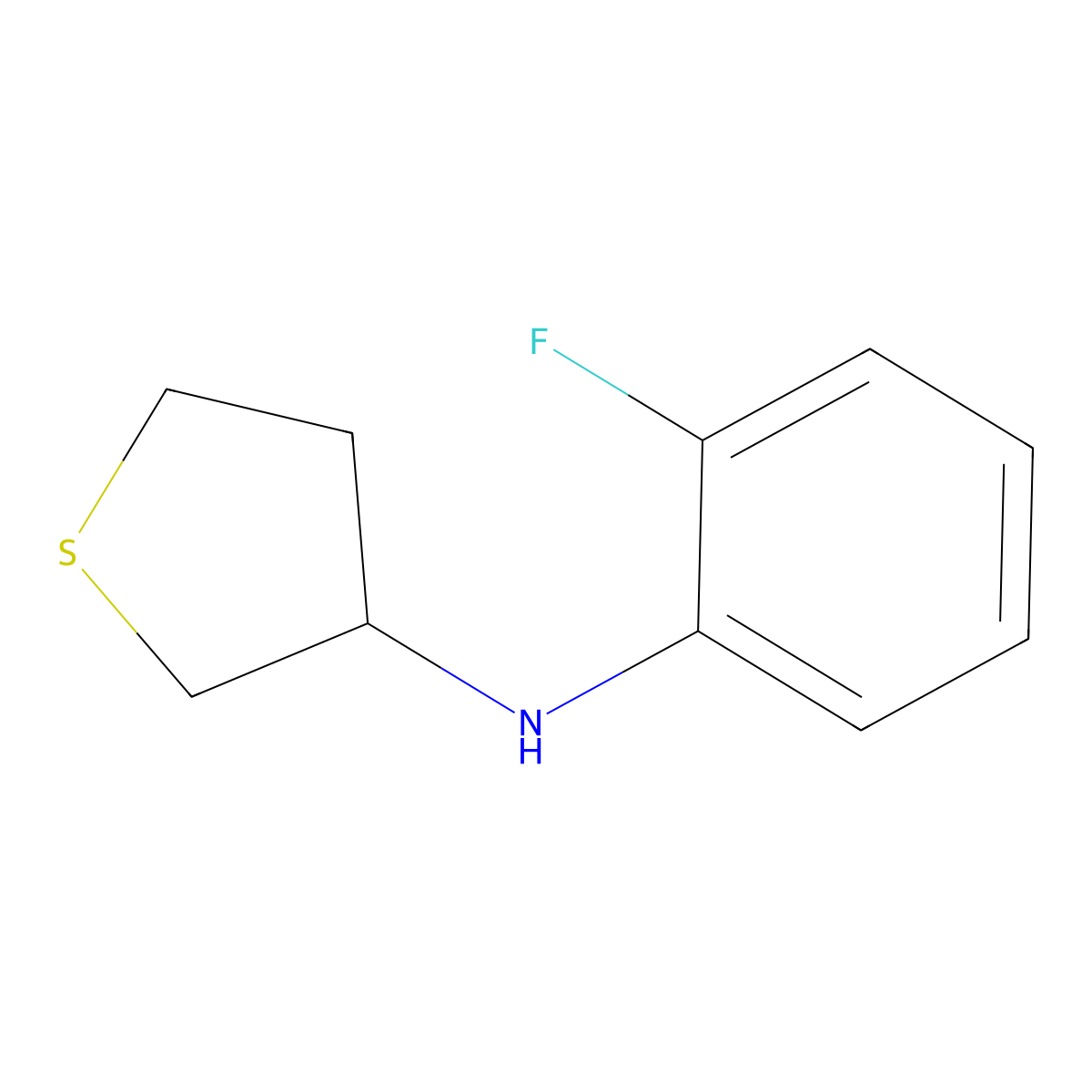 N-(2-fluorophenyl)thiolan-3-amine molecular structure, CAS 1019533-54-0