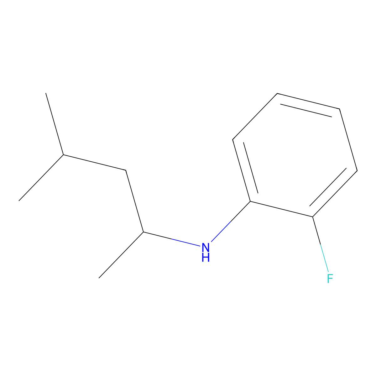 2-fluoro-N-(4-methylpentan-2-yl)aniline molecular structure, CAS 1019533-66-4