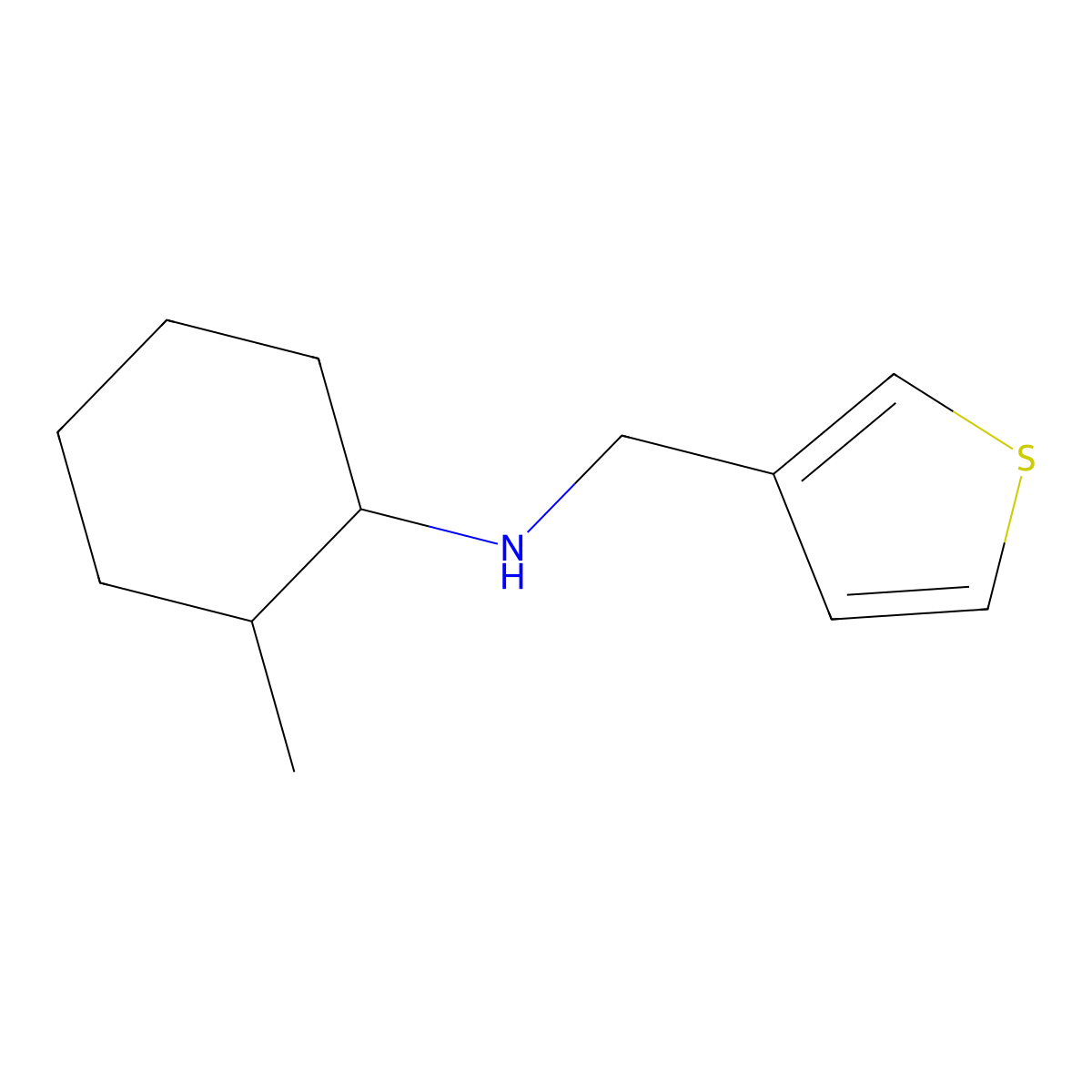 2-methyl-N-(thiophen-3-ylmethyl)cyclohexan-1-amine molecular structure, CAS 1019534-35-0