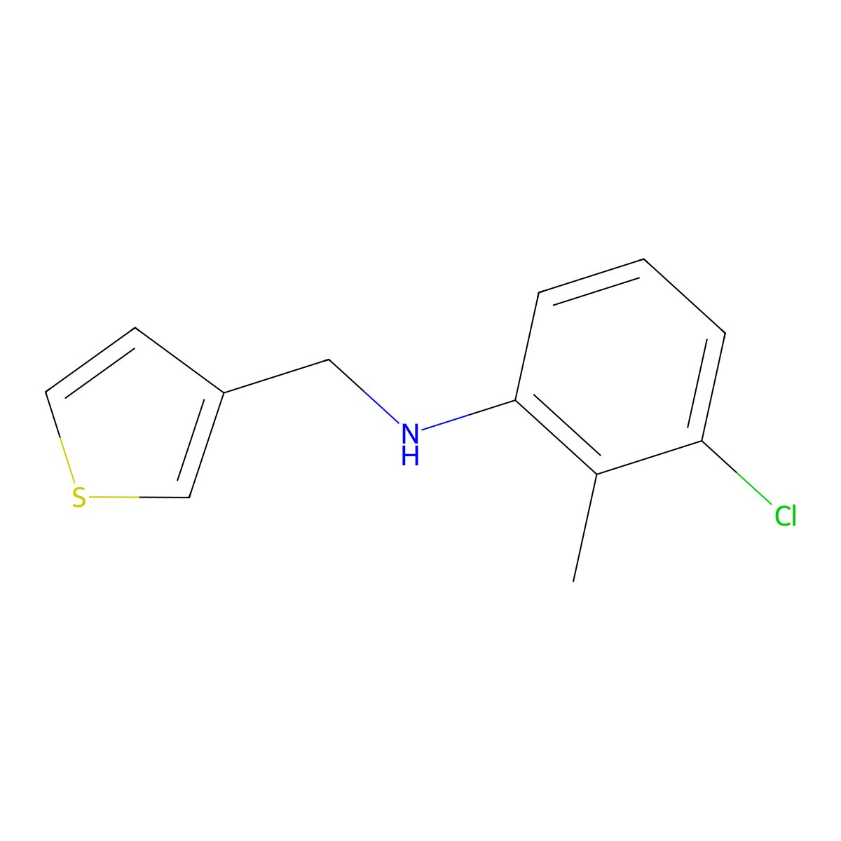 3-chloro-2-methyl-N-(thiophen-3-ylmethyl)aniline molecular structure, CAS 1019535-48-8