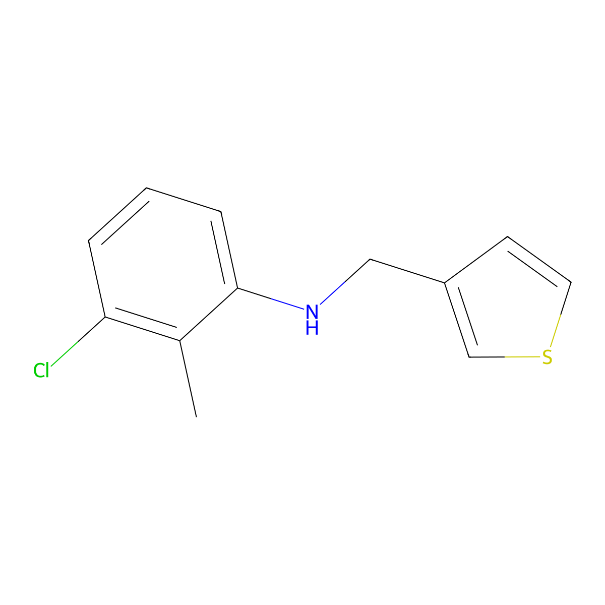 3-chloro-2-methyl-N-(thiophen-3-ylmethyl)aniline molecular structure, CAS 1019535-48-8
