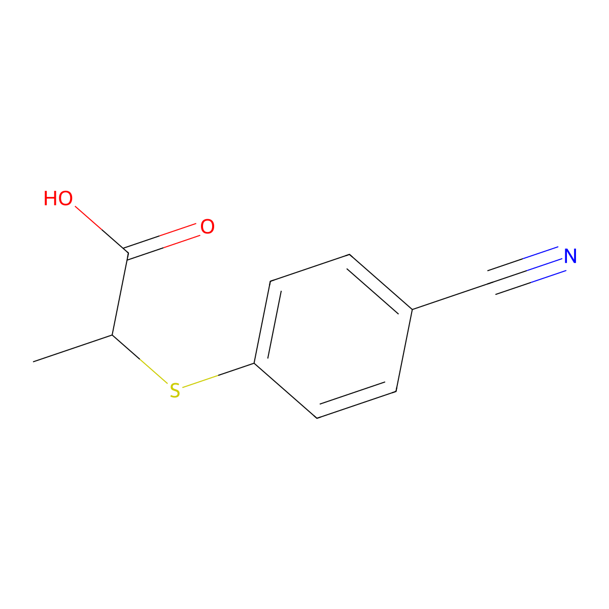 2-[(4-Cyanophenyl)sulfanyl]propanoic acid molecular structure, CAS 1019535-82-0