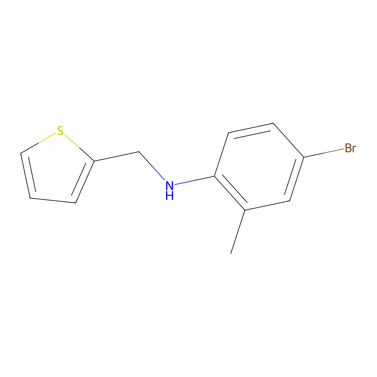 4-bromo-2-methyl-N-(thiophen-2-ylmethyl)aniline molecular structure, CAS 1019535-96-6