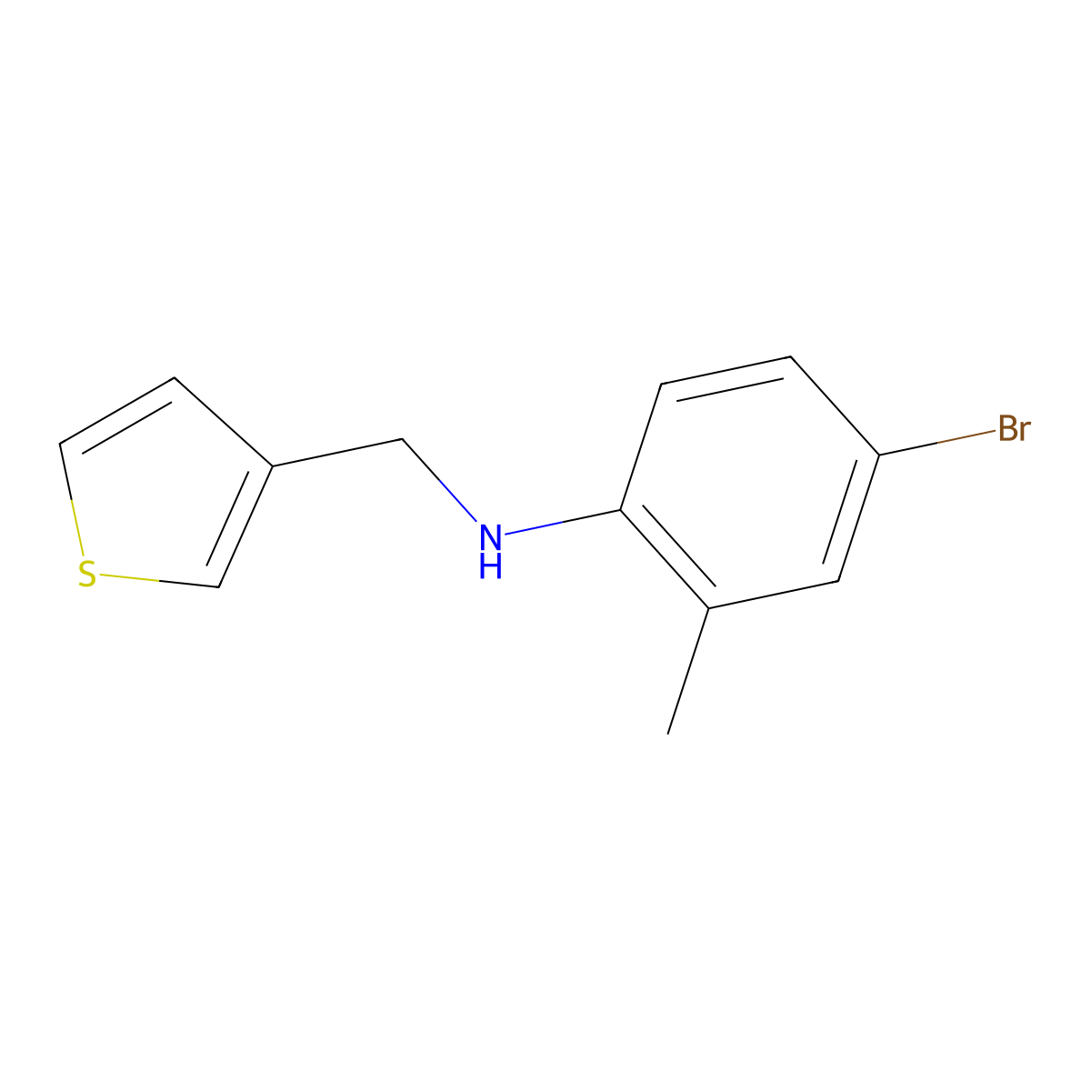 4-bromo-2-methyl-N-(thiophen-3-ylmethyl)aniline molecular structure, CAS 1019536-02-7