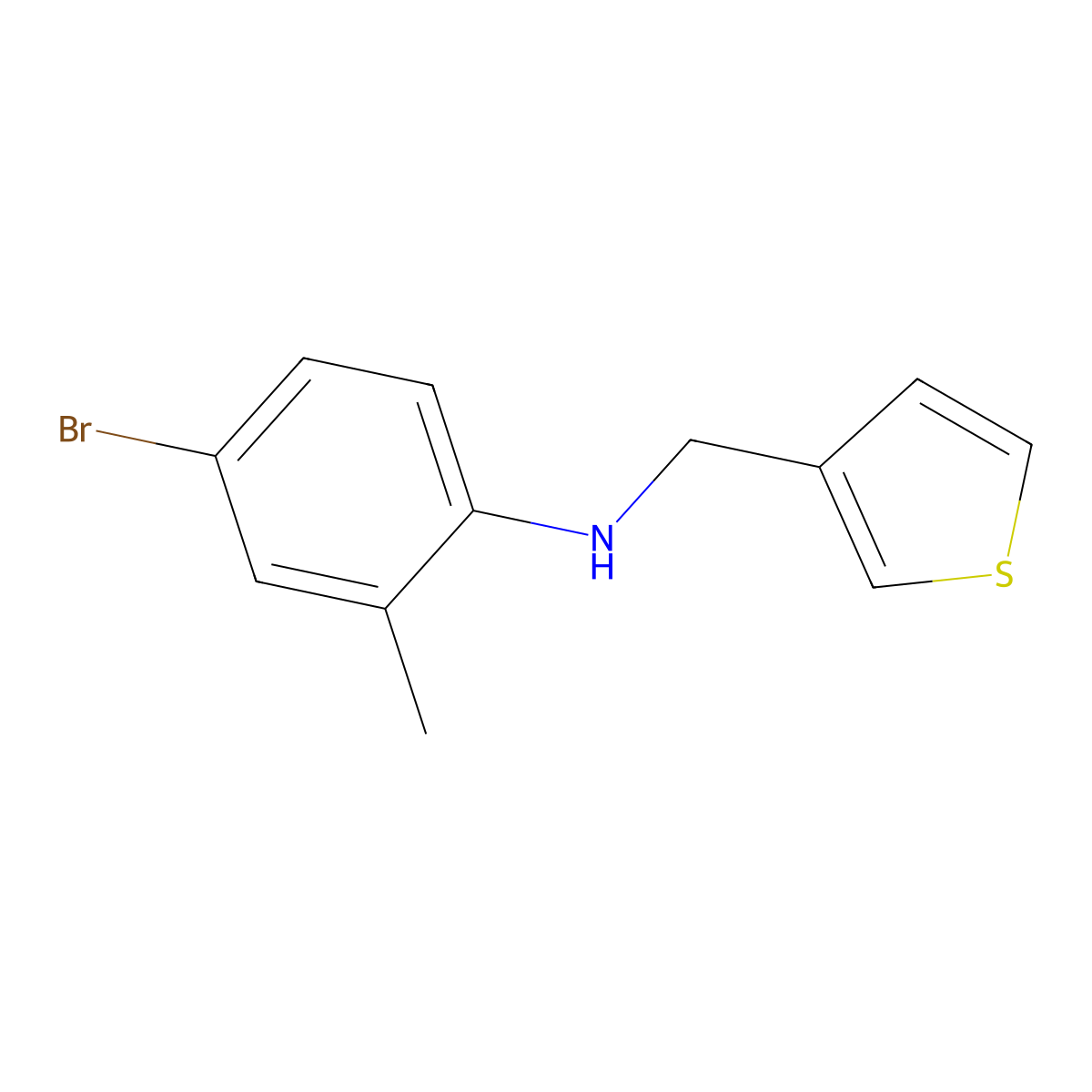 4-bromo-2-methyl-N-(thiophen-3-ylmethyl)aniline molecular structure, CAS 1019536-02-7