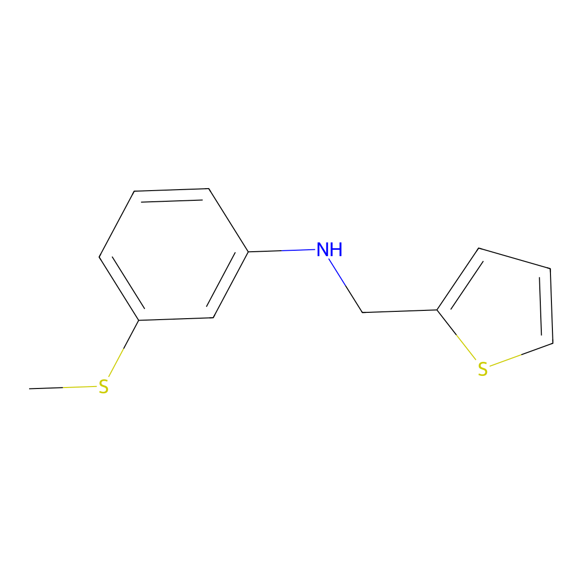 3-(methylsulfanyl)-N-[(thiophen-2-yl)methyl]aniline molecular structure, CAS 1019536-54-9