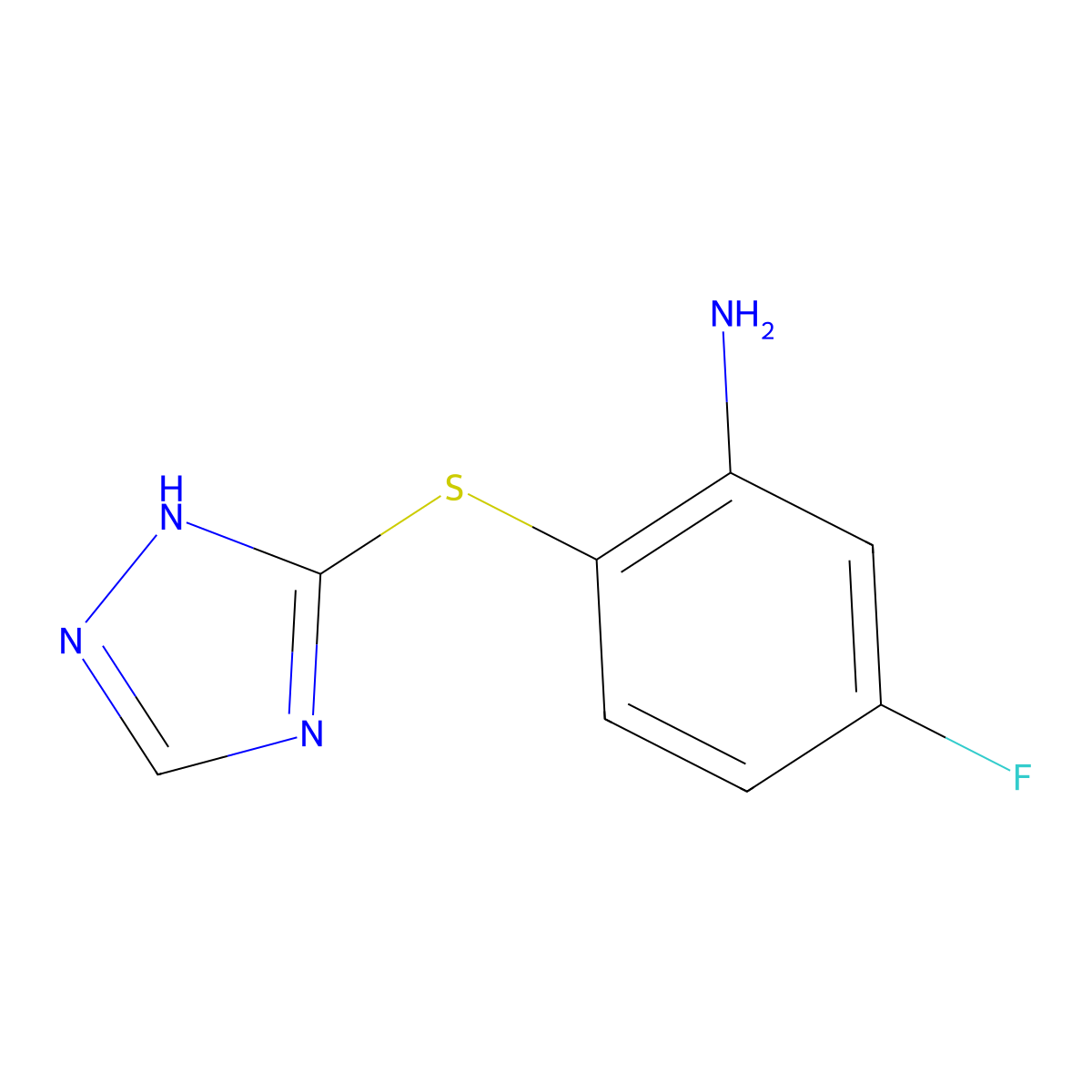 5-fluoro-2-(1H-1,2,4-triazol-5-ylsulfanyl)aniline molecular structure, CAS 1019538-54-5