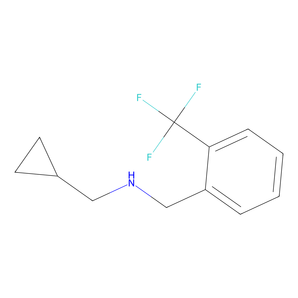 (Cyclopropylmethyl)(((2-(trifluoromethyl)phenyl)methyl))amine molecular structure, CAS 1019538-83-0