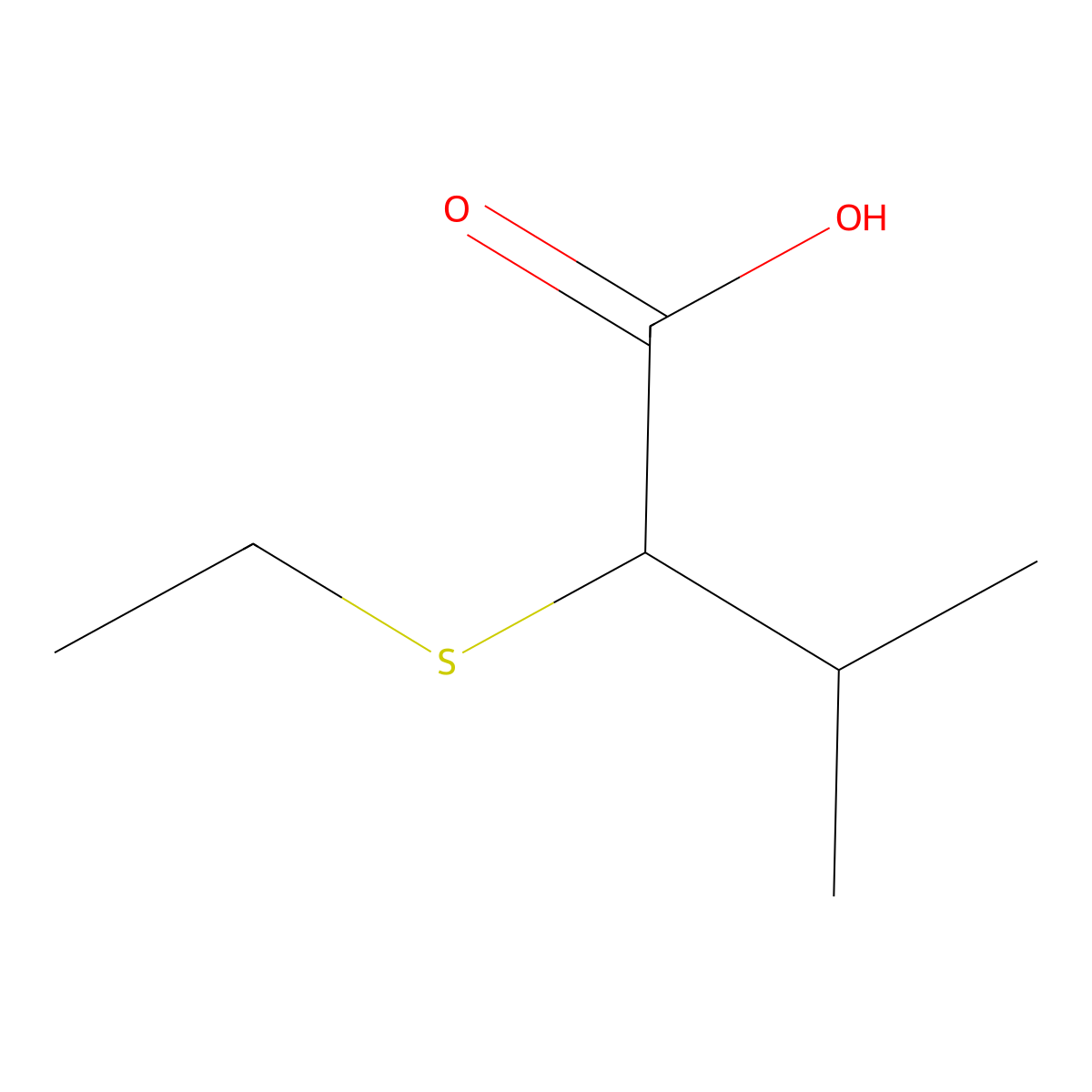 2-(Ethylsulfanyl)-3-methylbutanoic acid molecular structure, CAS 1019538-92-1