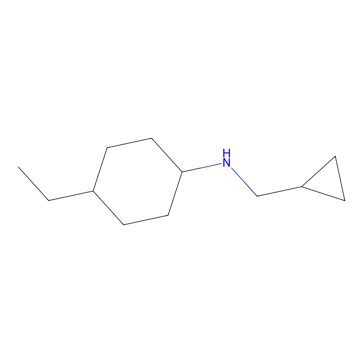 N-(cyclopropylmethyl)-4-ethylcyclohexan-1-amine molecular structure, CAS 1019538-97-6