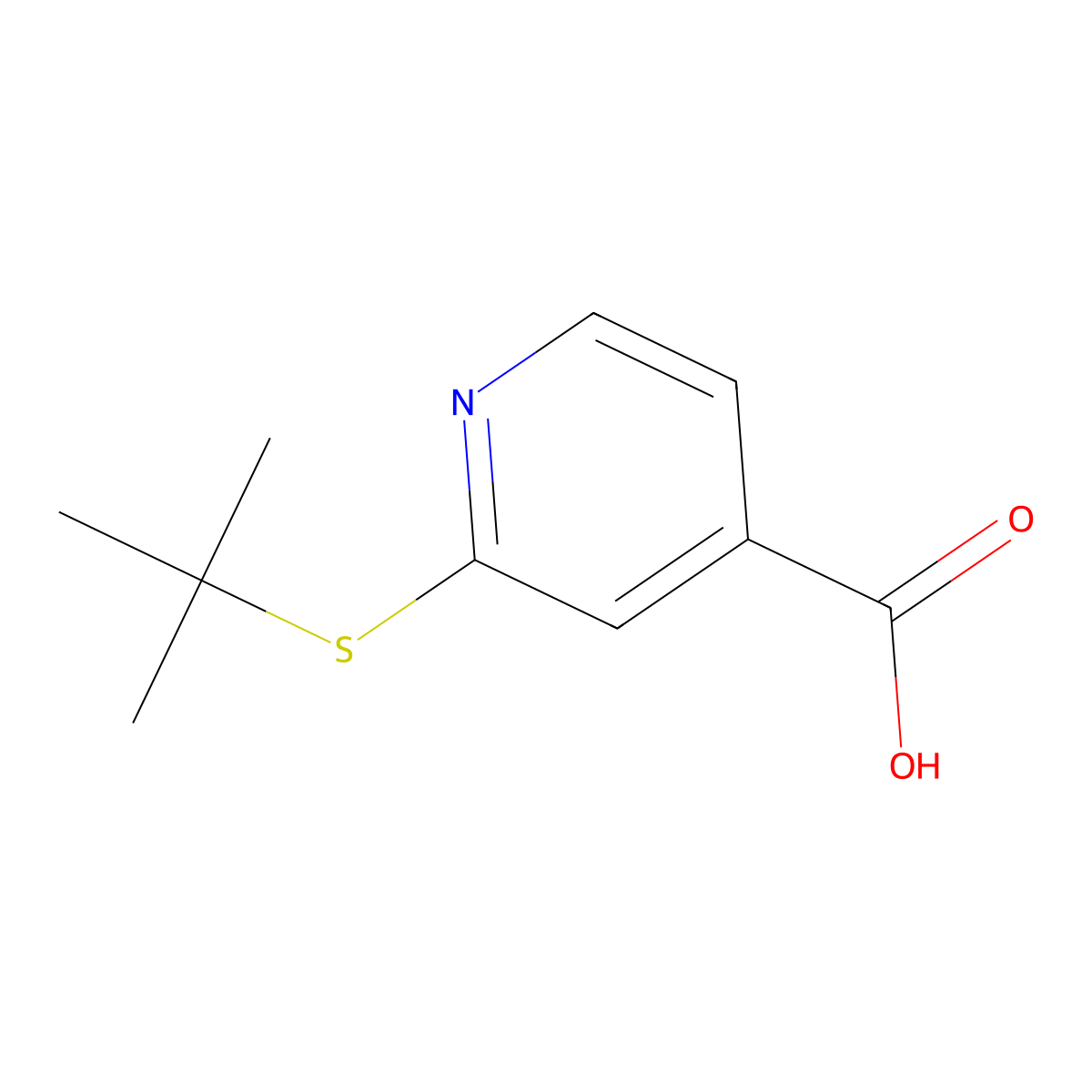 2-(Tert-butylsulfanyl)pyridine-4-carboxylic acid molecular structure, CAS 1019539-10-6