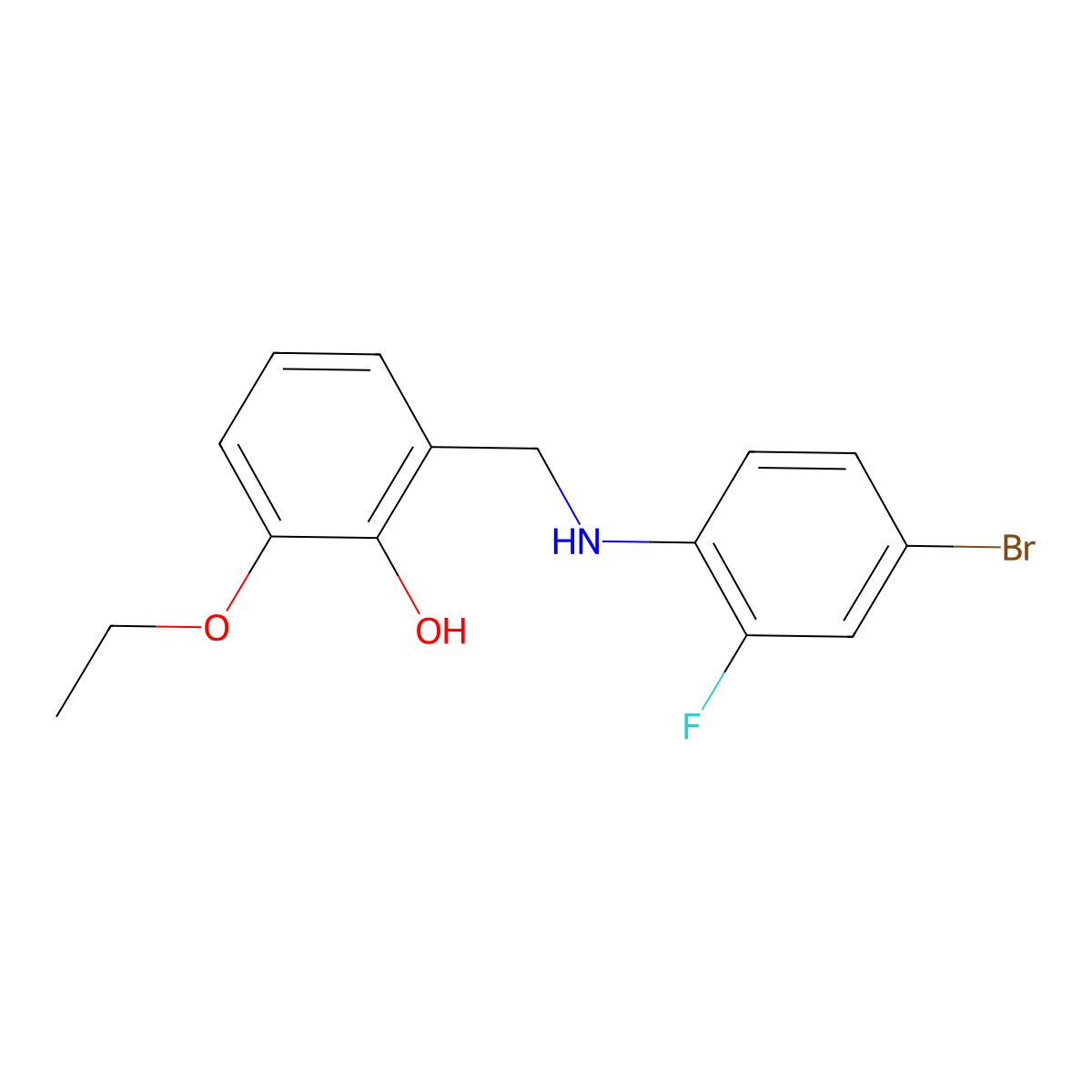 2-{[(4-Bromo-2-fluorophenyl)amino]methyl}-6-ethoxyphenol molecular structure, CAS 1019541-17-3