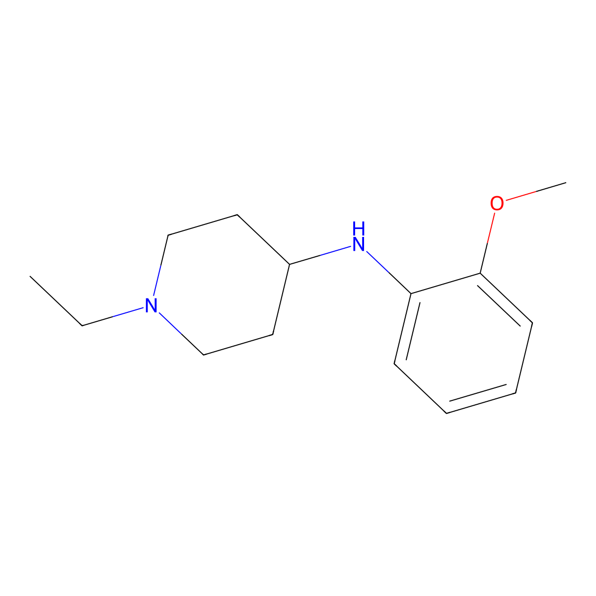 1-ethyl-N-(2-methoxyphenyl)piperidin-4-amine molecular structure, CAS 1019543-38-4
