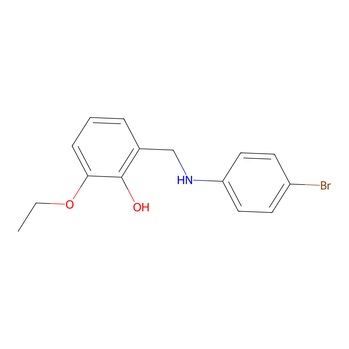 2-(((4-Bromophenyl)amino)methyl)-6-ethoxyphenol molecular structure, CAS 1019545-61-9