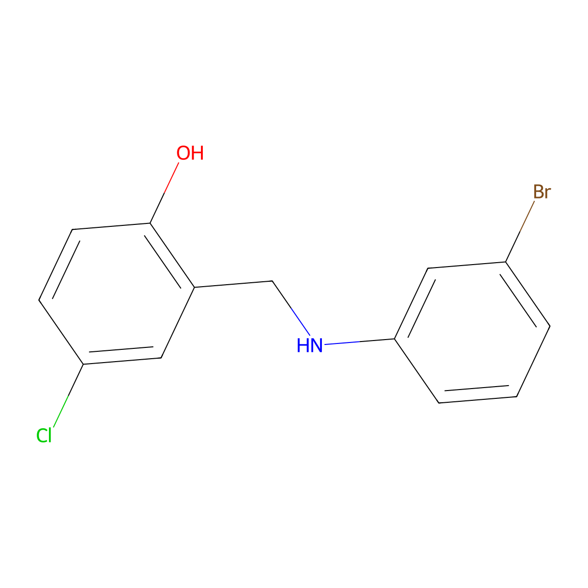 2-(((3-Bromophenyl)amino)methyl)-4-chlorophenol molecular structure, CAS 1019546-53-2