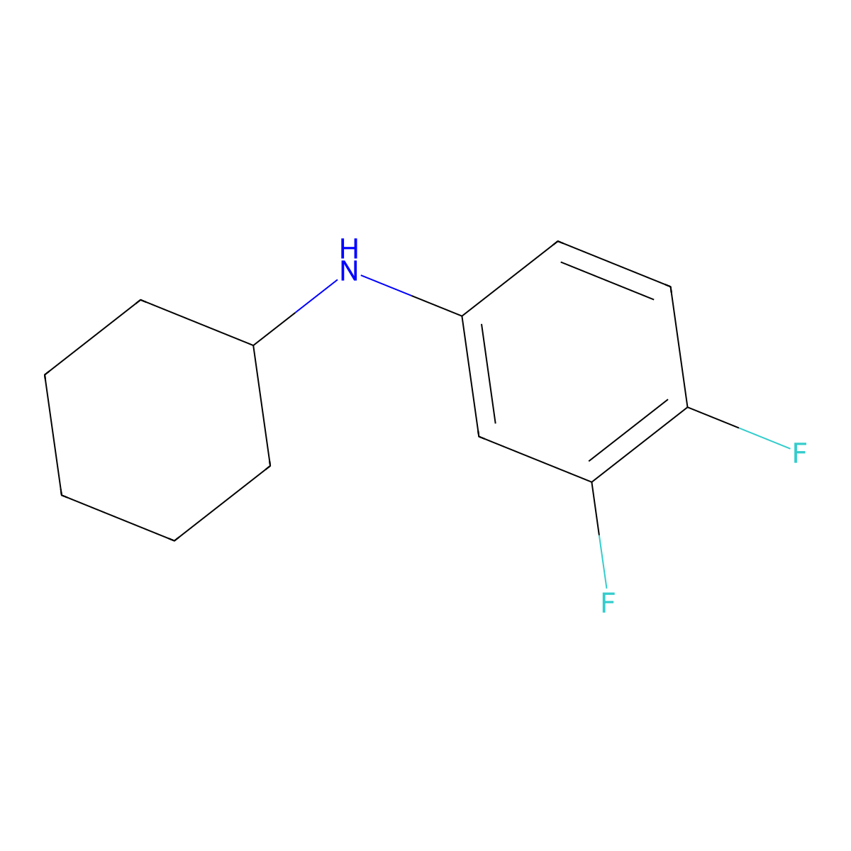 N-cyclohexyl-3,4-difluoroaniline molecular structure, CAS 1019547-48-8
