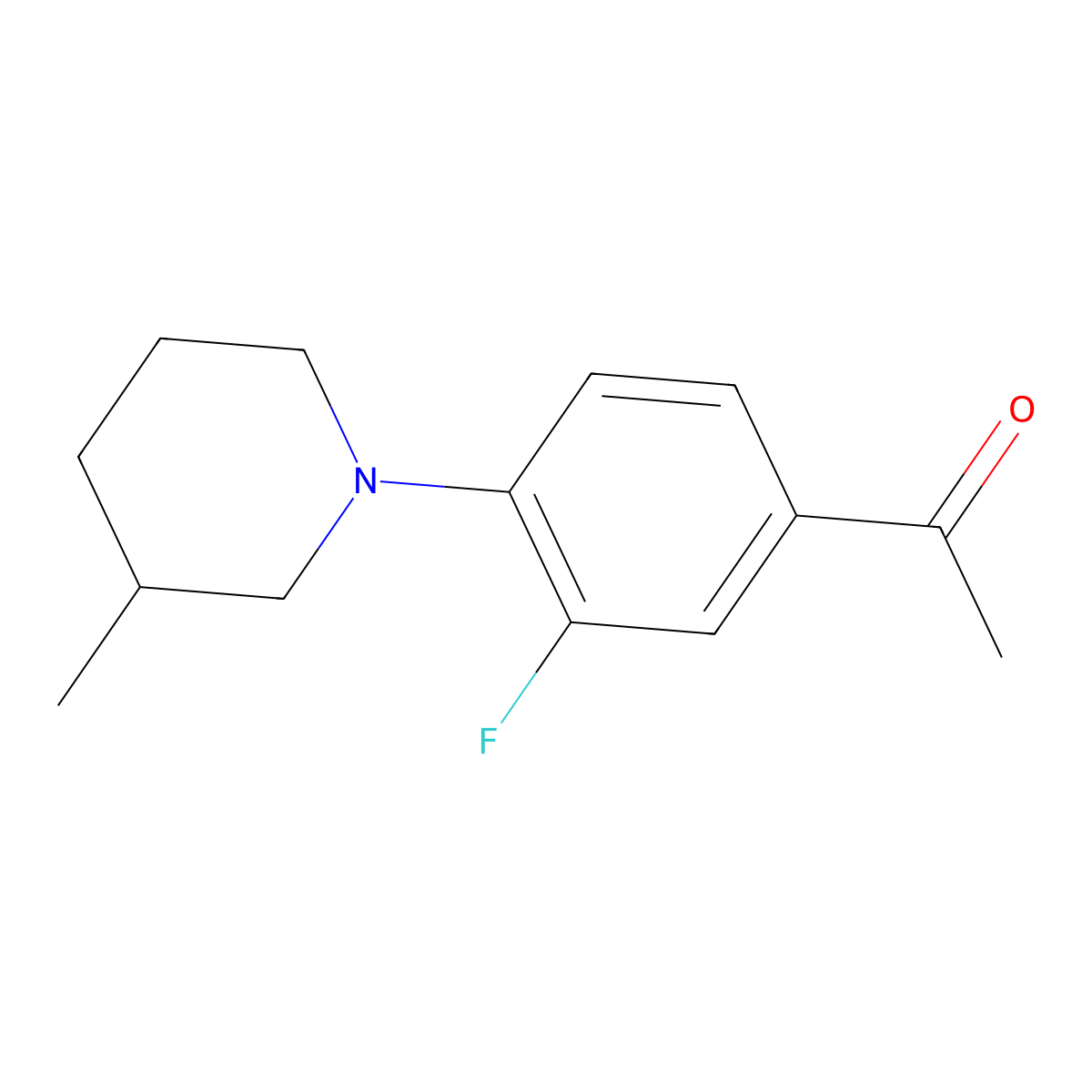 1-[3-Fluoro-4-(3-methylpiperidin-1-yl)phenyl]ethanone molecular structure, CAS 1019547-53-5