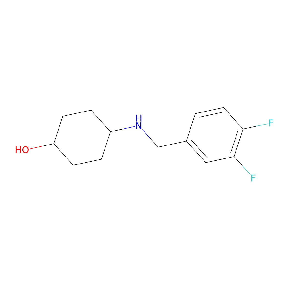 4-{[(3,4-Difluorophenyl)methyl]amino}cyclohexan-1-ol molecular structure, CAS 1019547-92-2