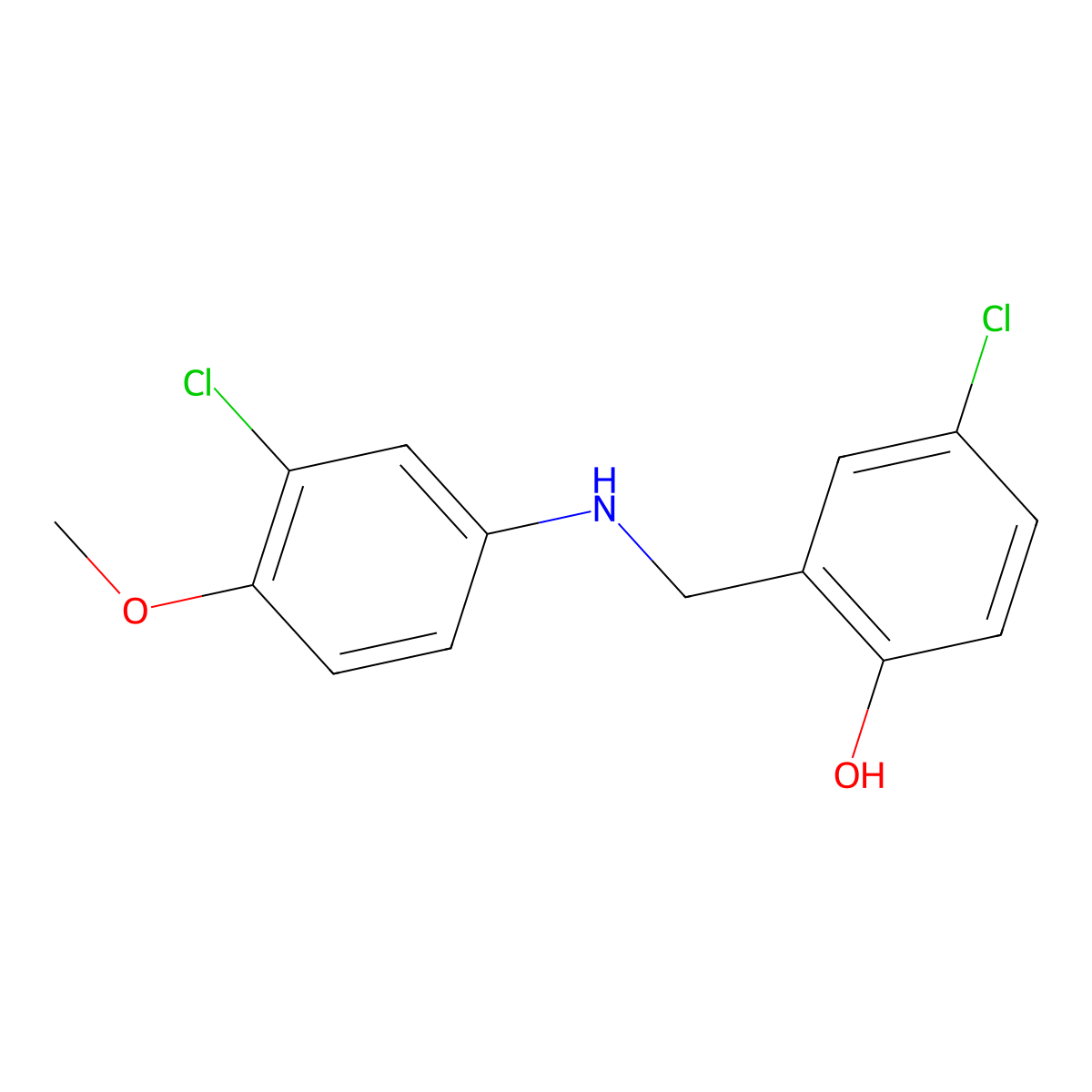 4-Chloro-2-{[(3-chloro-4-methoxyphenyl)amino]methyl}phenol molecular structure, CAS 1019549-30-4