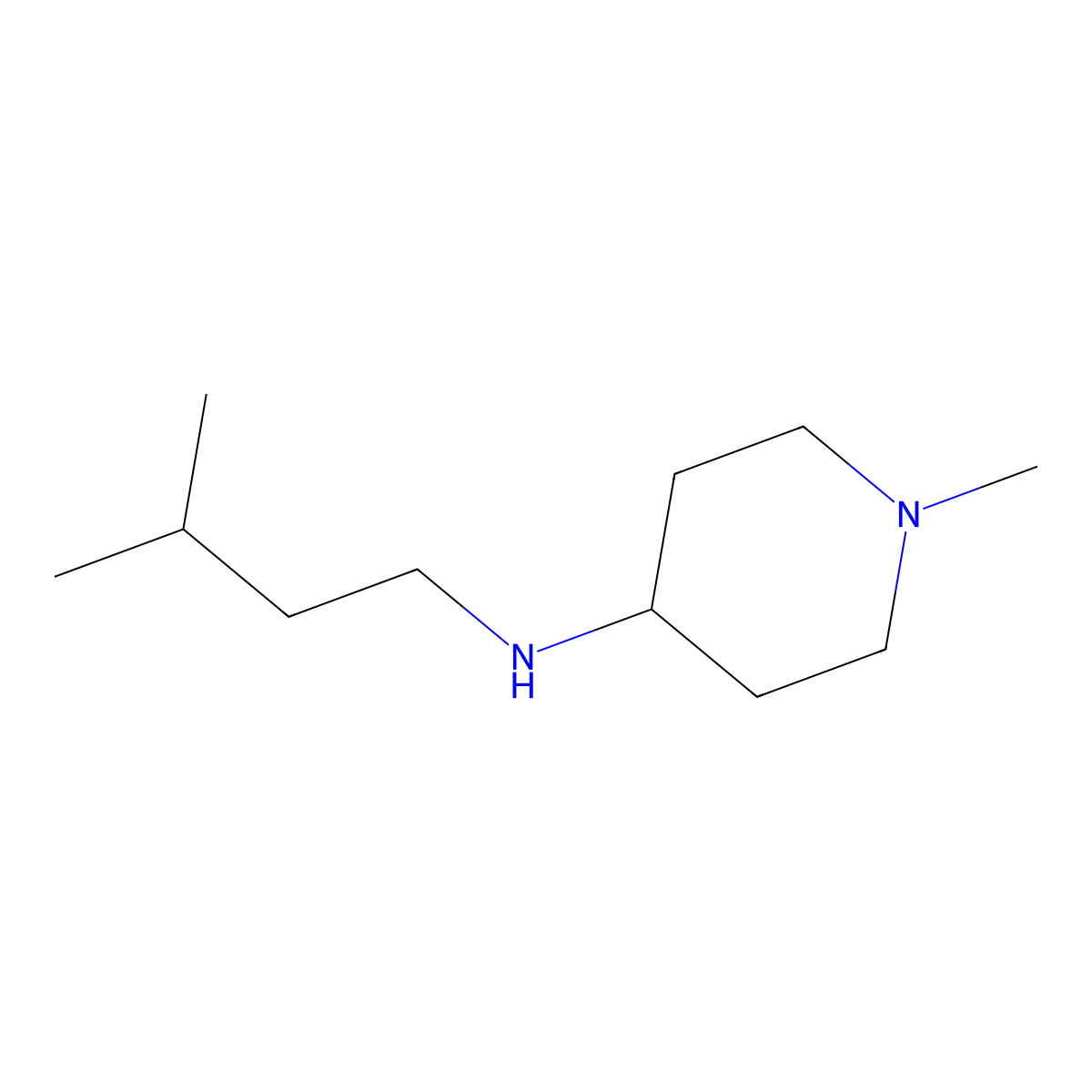 1-methyl-N-(3-methylbutyl)piperidin-4-amine molecular structure, CAS 1019549-55-3